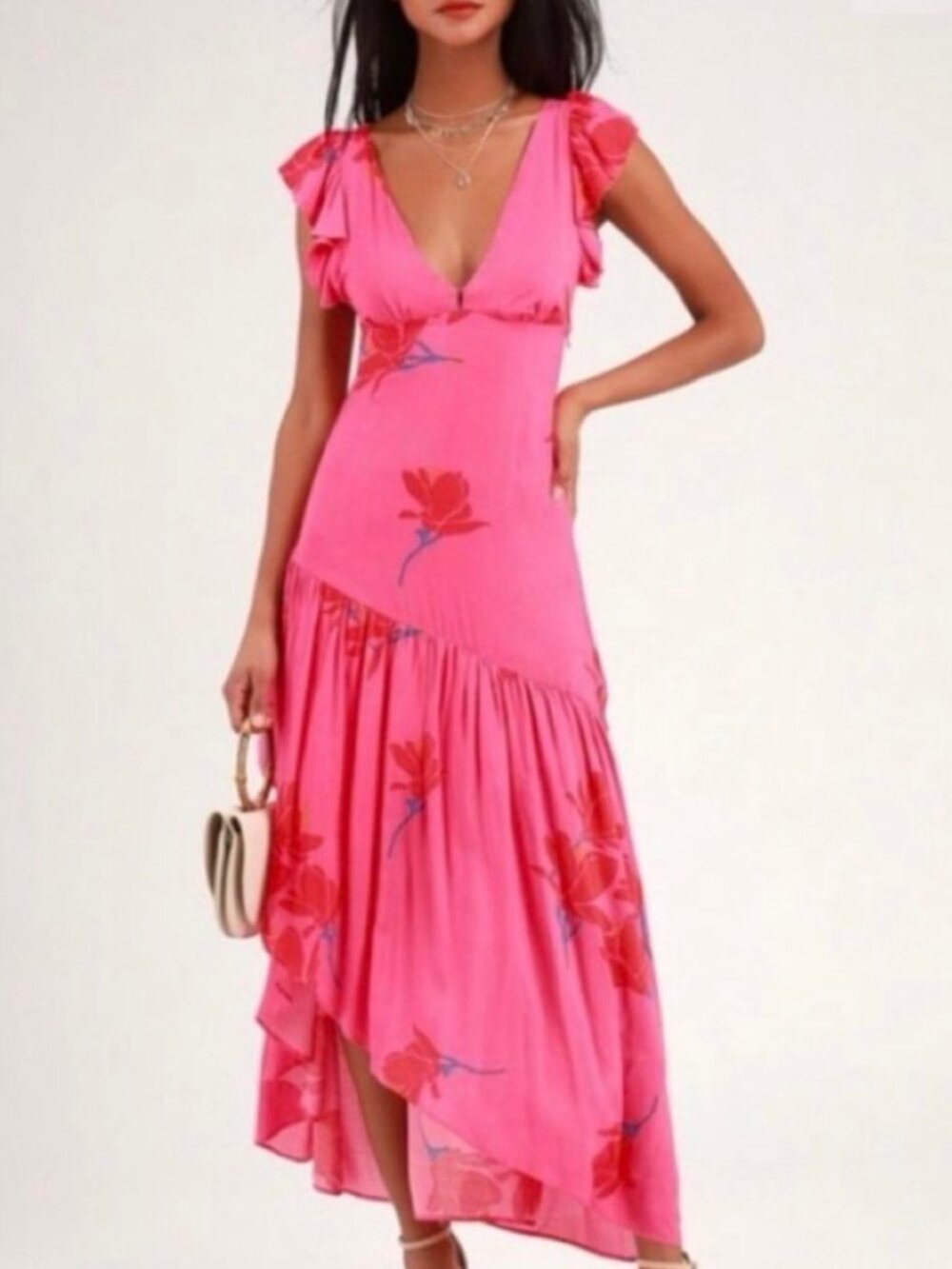 Free People NWT Pink Shes a Waterfall Maxi Dress SZ 0